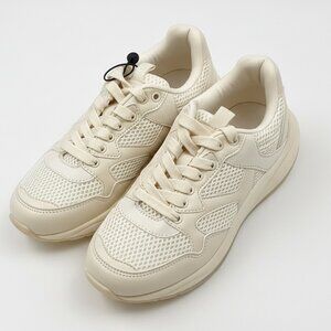 Zara Women EU 37 / US 6.5 Ivory Lace Up Slip Resistant Athletic Walking Sneakers